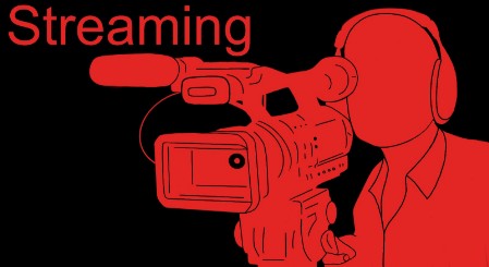 Abstraktes Bild eines Kameramannes in rot